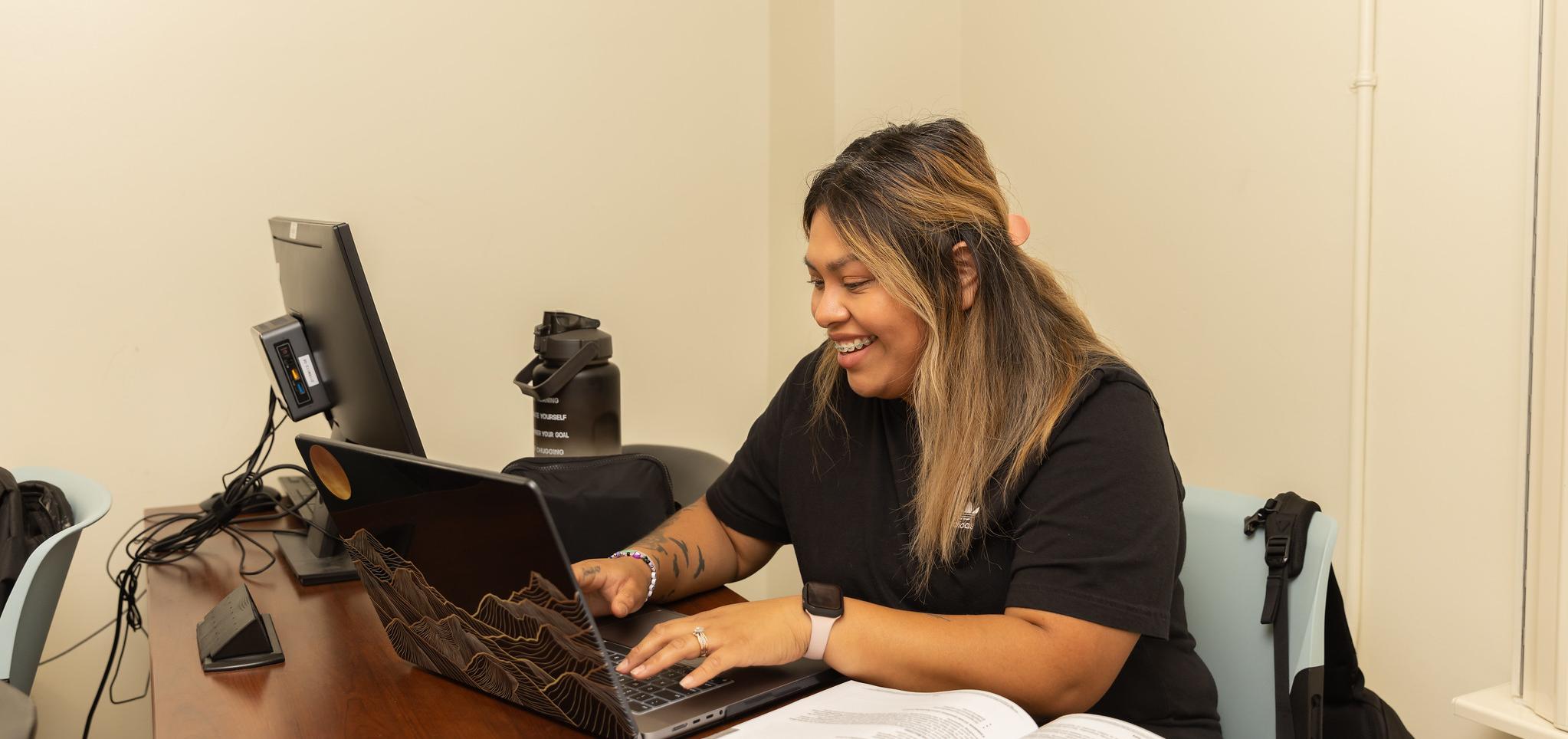 Student studies on Fort Riley Campus